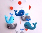 Baby Crib Mobile - Baby Mobile - Mobile - Crib mobiles - Felt Mobile - Nursery mobile - " Blue and Grey Whales" design
