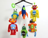 Baby Crib Mobile - Baby Mobile - Felt Mobile - Nursery mobile - " Colorful Robots " Design (Custom Color Available)