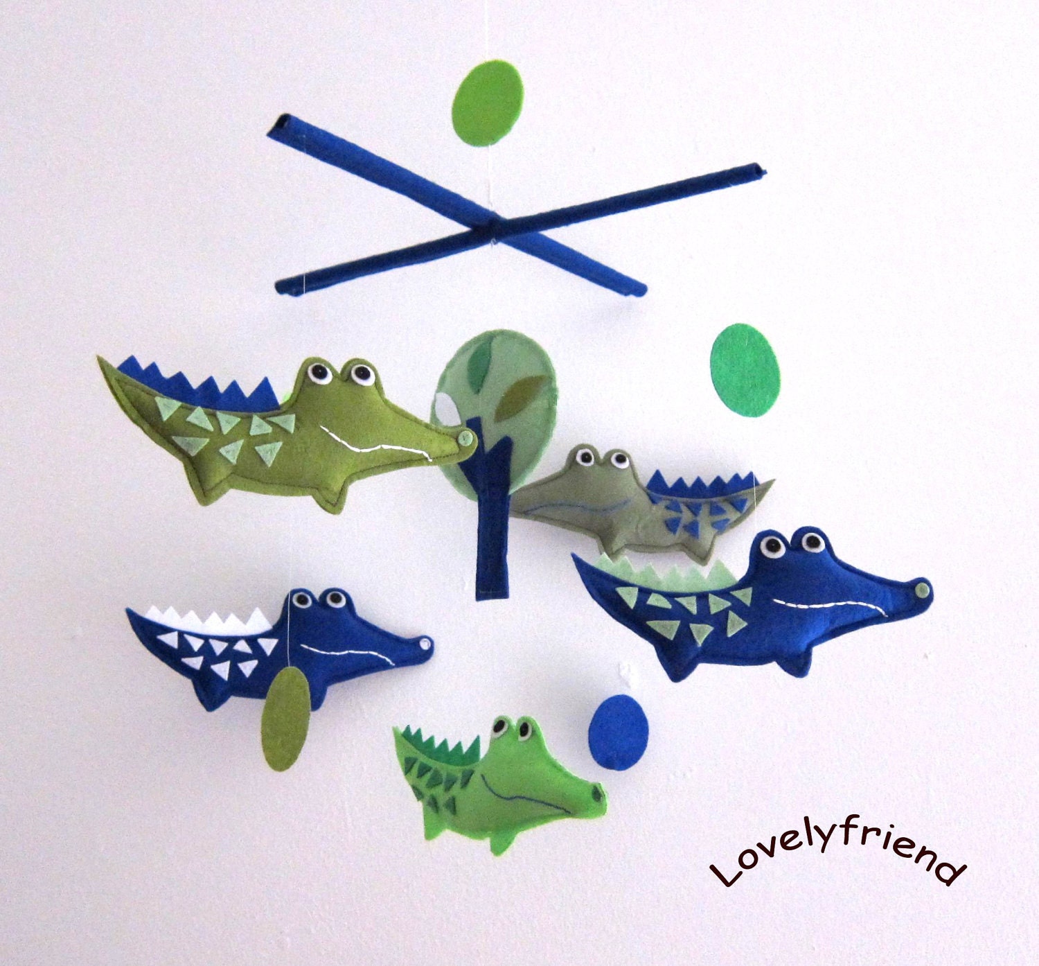 Baby Crib Mobile - Baby Mobile - Mobile - Crib mobiles - Felt Mobile - Nursery mobile - " alligator " design