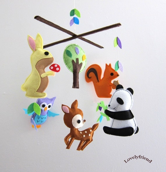 Baby Crib Mobile - Baby Mobile - Felt Mobile - Nursery mobile -  Brown deer (Custom Color Available)