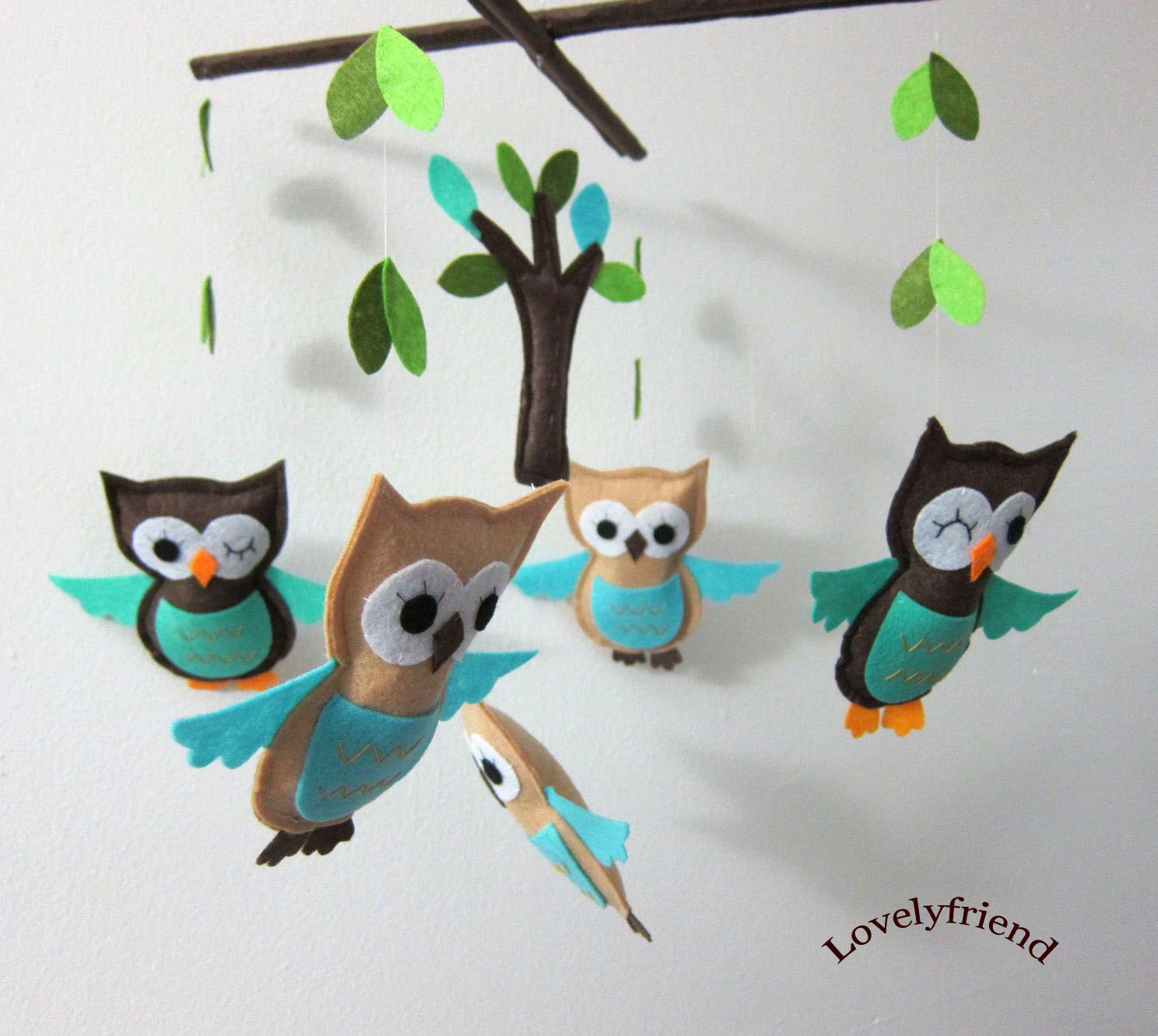 Baby Crib Mobile - Baby Mobile - Mobile - Crib mobiles - Felt Mobile - Nursery mobile - " Brown and tan owls " design