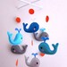 Baby Crib Mobile - Baby Mobile - Mobile - Crib mobiles - Felt Mobile - Nursery mobile - " Blue and Grey Whales" design