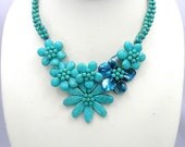 bridesmaid gifts,beadwork necklace,bib necklace,statement necklace,Beaded Jewelry,turquoise necklace