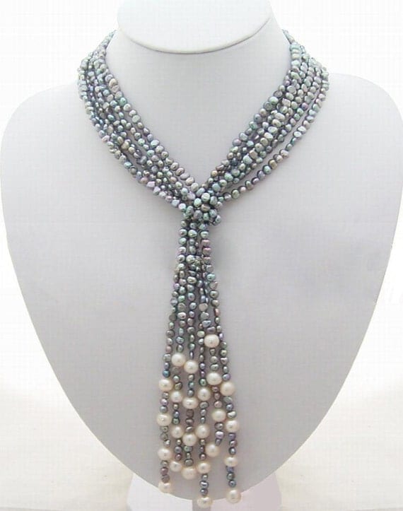 beadwork necklace,bib necklace,statement necklace,bridesmaid gifts,Beaded Jewelry,Multi Strand pearl necklace