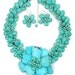 beadwork necklace,bib necklace,statement necklace,Beaded Jewelry,turquoise necklace ,choker necklace With Turquoise/earring set