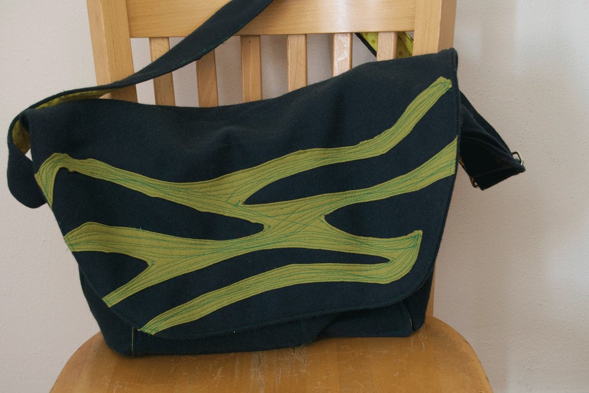 Green Wool Messenger Bag SALE