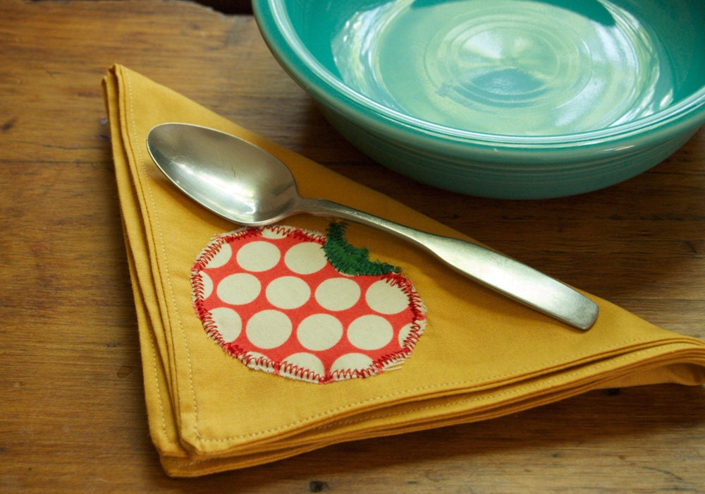 Set of 4 Yellow Cloth Veggie Napkins Ready To Ship