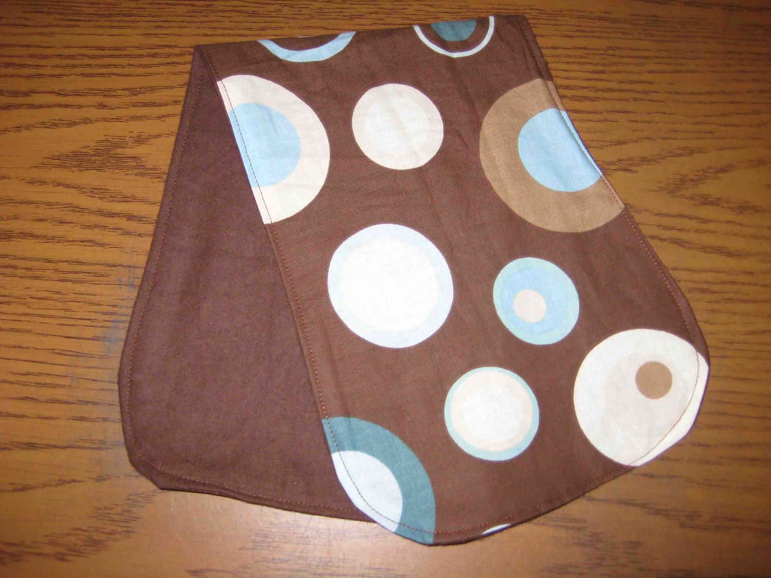 Baby/ Childrens Burp Cloth Brown with Blue Circles Dots