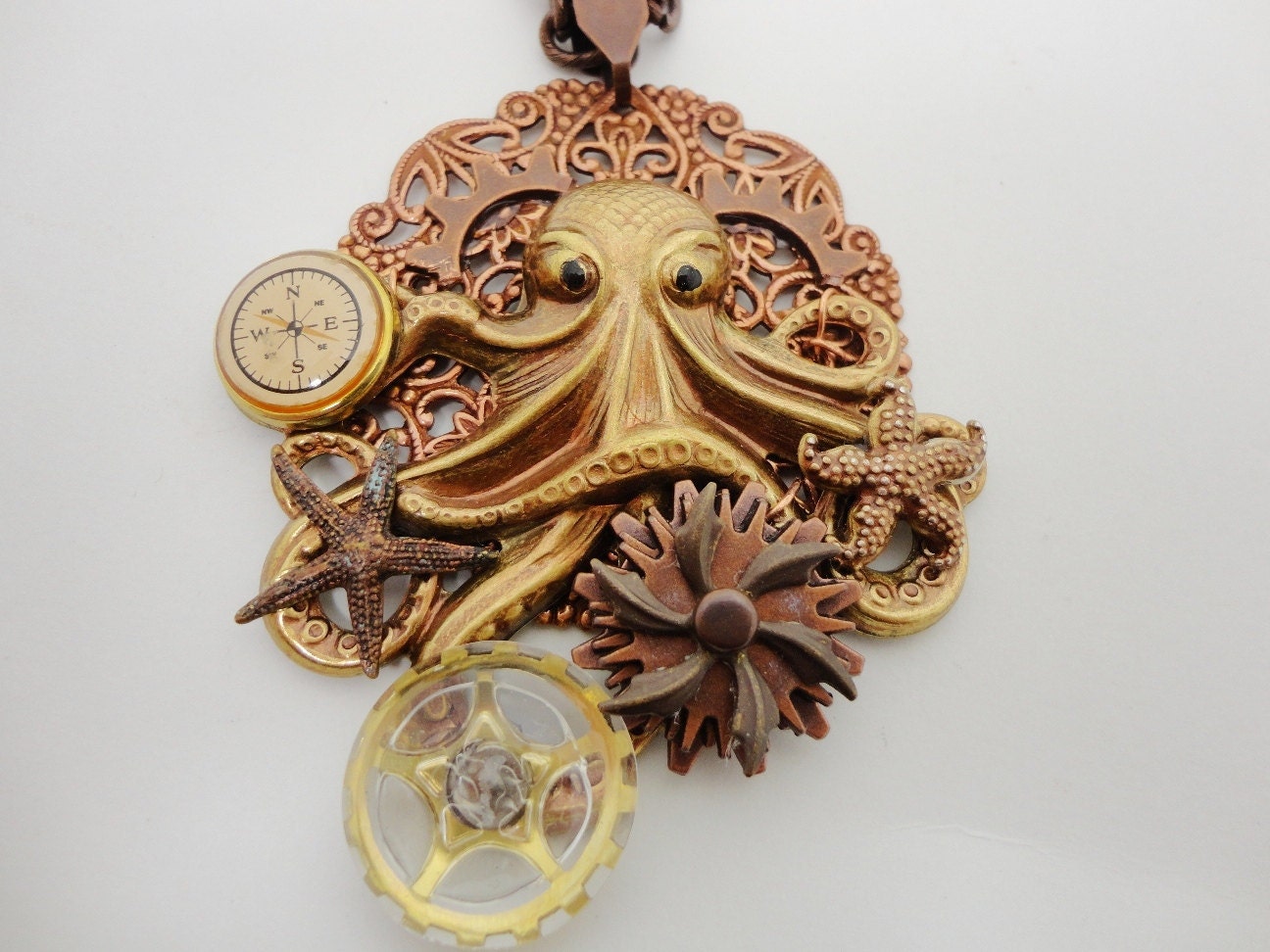 Steampunk Necklace 20,000 Leagues Under the Sea - Steampunk Sub Captains Copper Kraken Nightmare by Dr Brassy Steampunk
