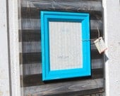 8x10 Picture Frame - Gray Striped Handcrafted Frame with Turquoise Interior Frame - HL613