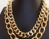 Cabana, Double Chunky Link Chain Necklace, Light Gold