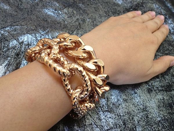 Samba, Double Wrap Chunky Rose Gold plated Chain Bracelet