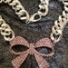 Dollyface, Pink Crystal Bow with Large Chunky Silver Chain Necklace