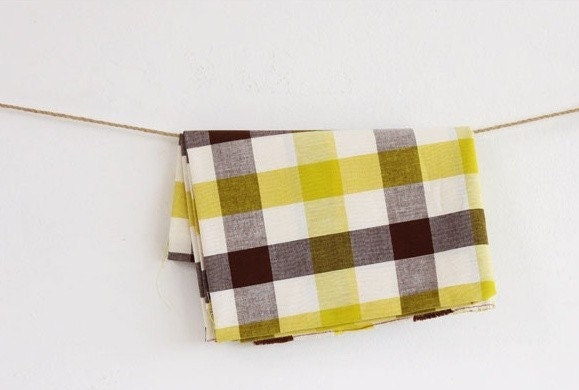 yellow and brown check cotton 1yard (44 x 36 inches) 15320