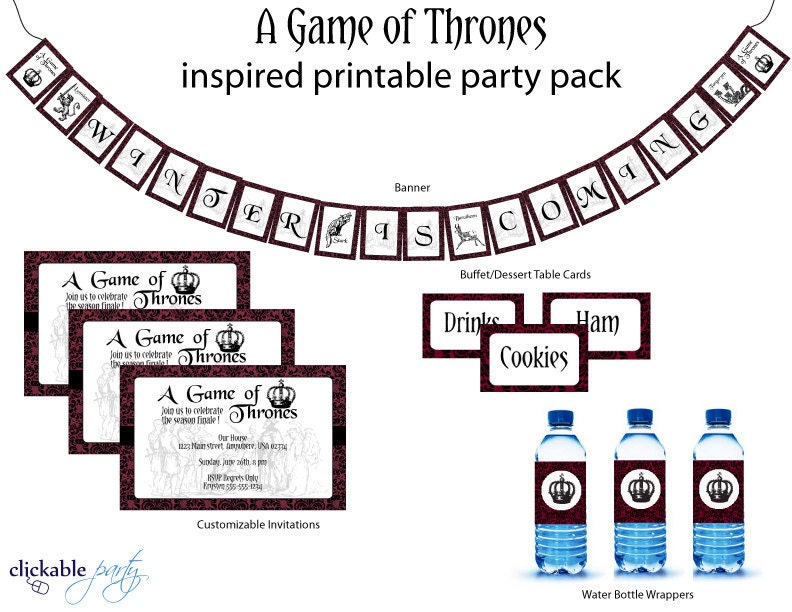 Thrones DIY Printable Party Pack