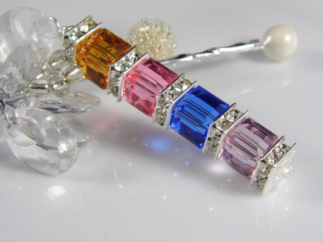 Mothers Birthstone Necklace with 4 Swarovski Crystals - Custom Necklace - Personalized Necklace