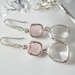 Pink and White Glass Crystal Cubic Zirconia Earrings, Pink Bridal Jewelry