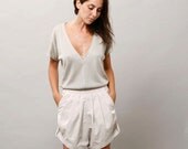 Open women neck v blouse-  stone gray
