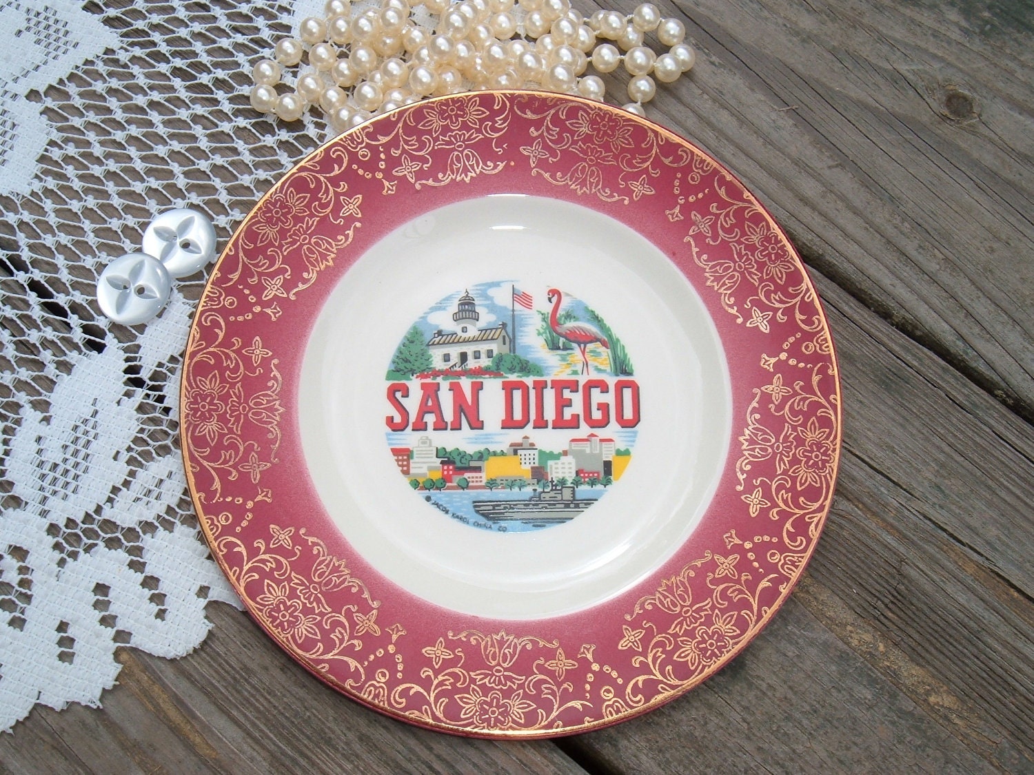 Vintage Souvenir San Diego Plate, Homer Laughlin