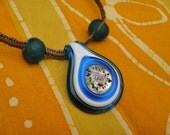 Teal Orb Glass African Beaded Hemp Necklace