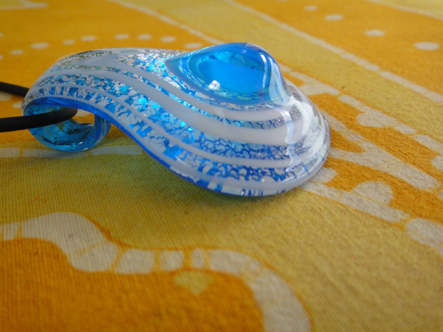 Hippie Blue Glass Pendant Necklace