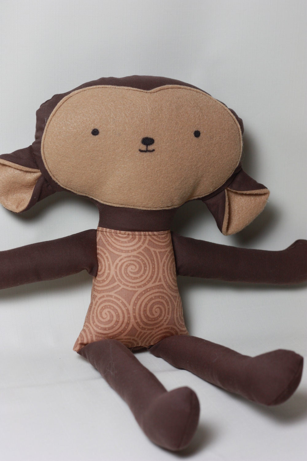 Soft Handmade Cloth Monkey Doll - Brown Tones