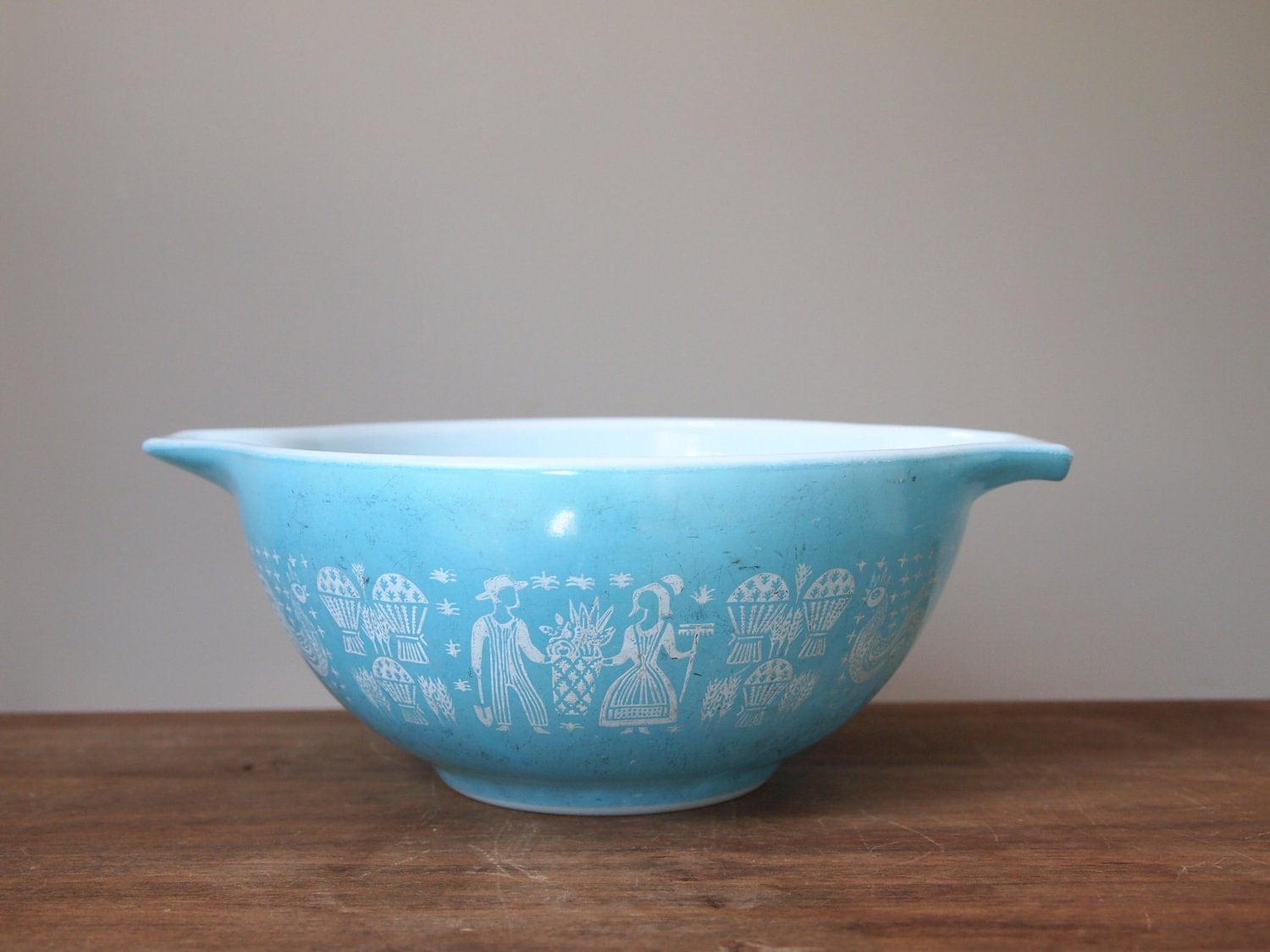 vintage Pyrex Butterprint mixing bowl blue 1 1/2 by KingsDownRoad