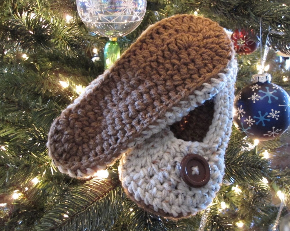 Crochet Slippers, Womens crochet slippers, tan flecks and cafe, Oma Slippers, custom made