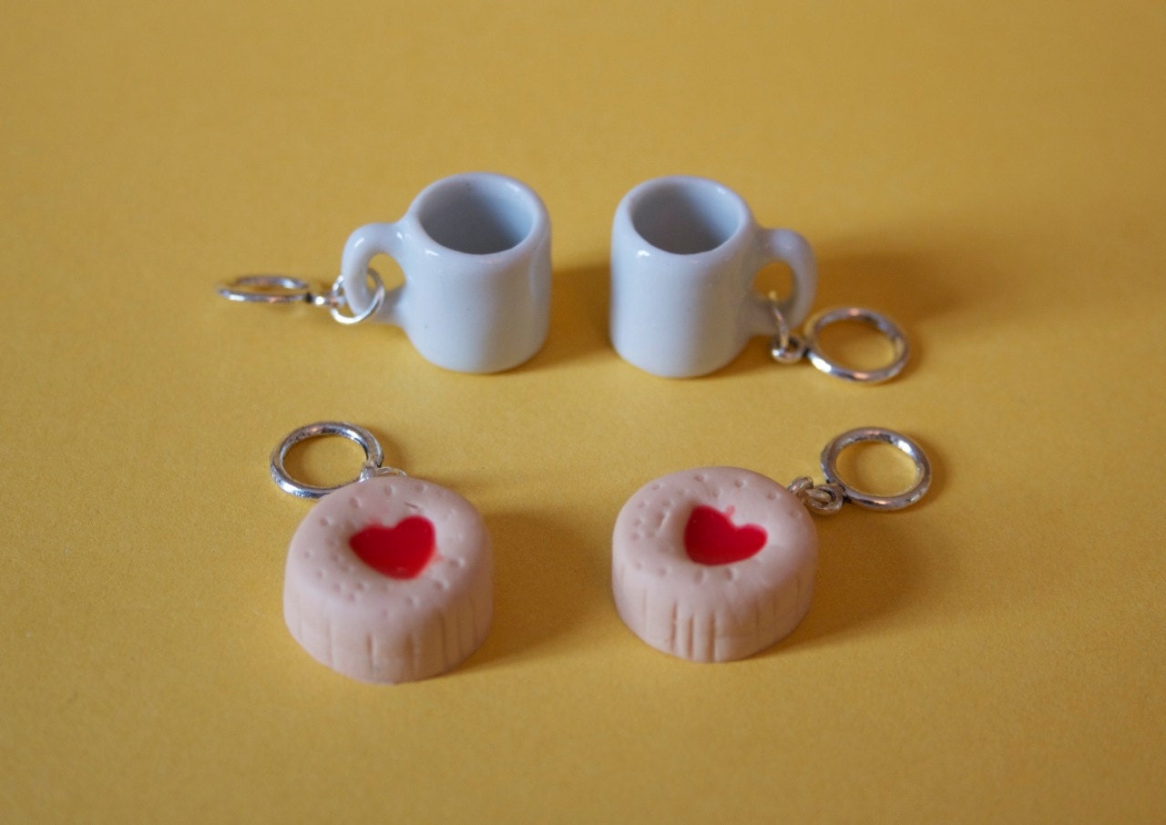 Stitchmarkers - Coffee Break - Mugs & Jammy Dodgers - Stitch Markers