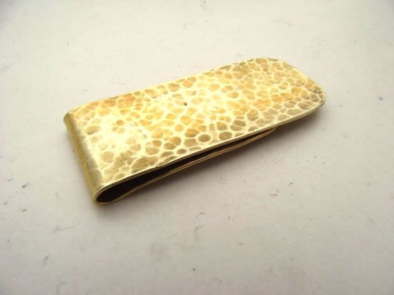 Brass  Money Clip---Shiny  Finish with Dimpled  Texture