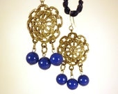Blue Jade Earrings Recycled Vintage Pot Metal