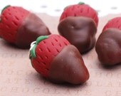 Chocolate Covered Strawberry Necklace Polymer Clay
