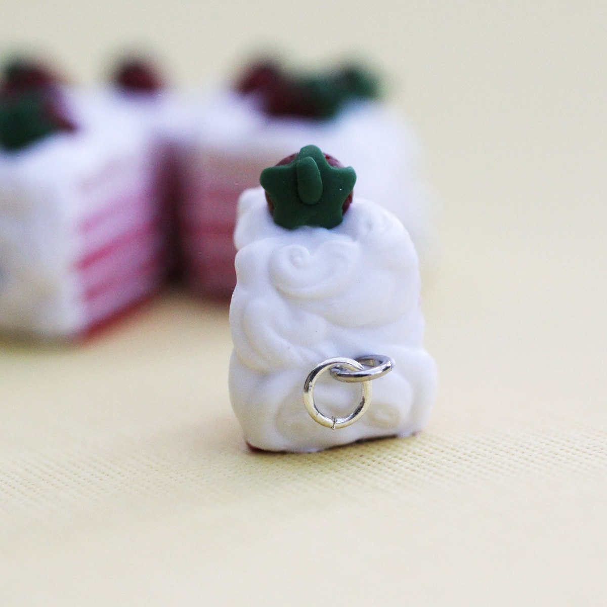 Strawberry Layer Cake Charm Polymer Clay