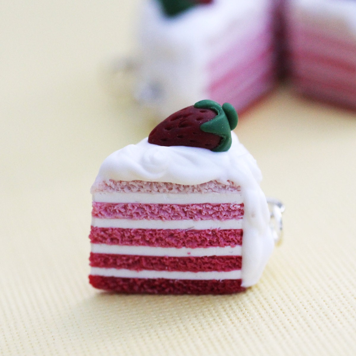 Strawberry Layer Cake Charm Polymer Clay
