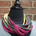 Jersey Circle Scarf in Wine, Chocolate, Pomegranate, and Mossy Yellow-Green