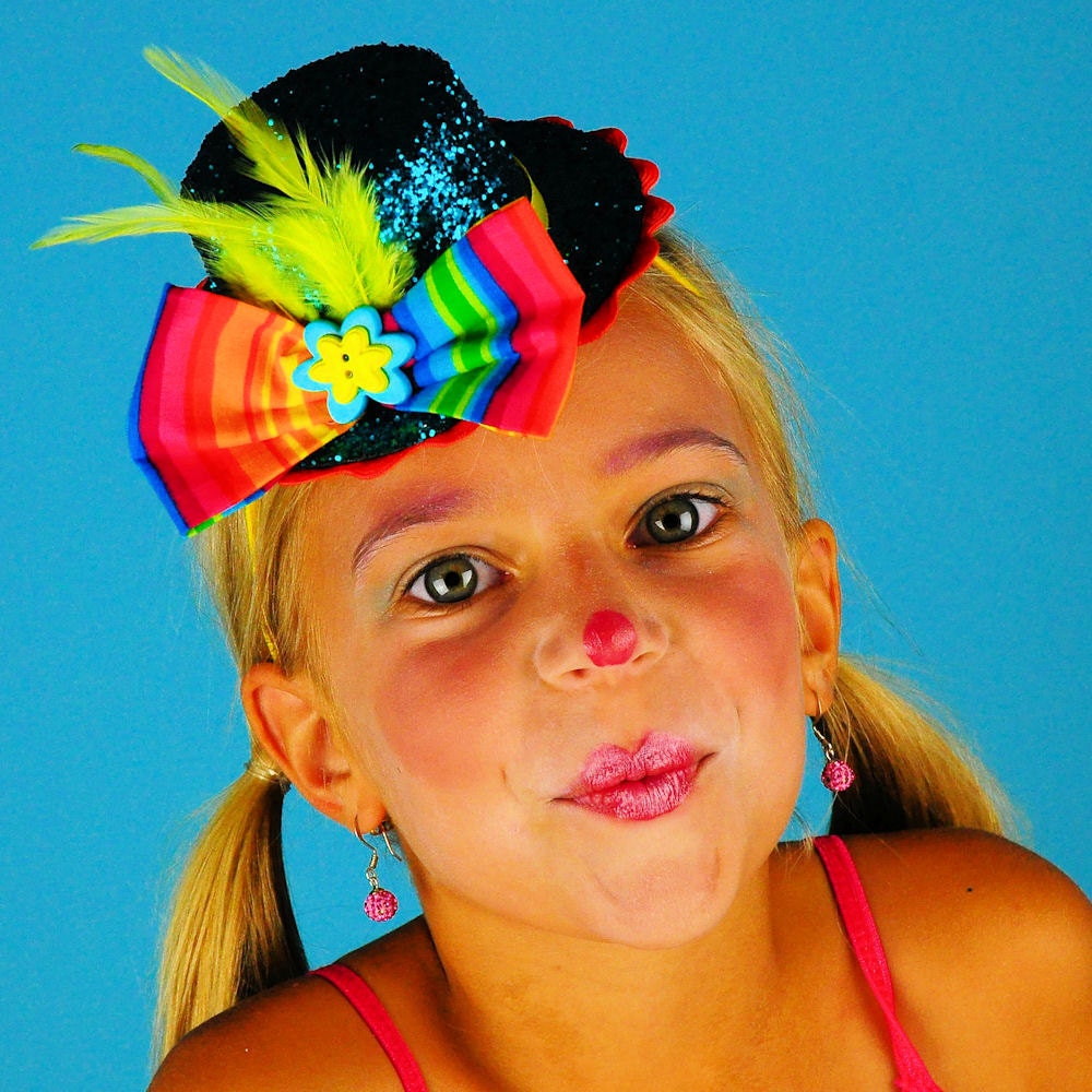 Girls Toddler Womens Glitter Mini Top Hat, Circus Clown, Costume, Rainbow, Photo Prop, Birthday . . .  CANDI