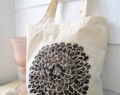 Lilac Wine- Floral Tote Bag - Screen Printed Bag - Reusable Large Cotton Canvas Tote - Spring Tote
