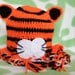 Crochet Tiger earflap beanie hat in orange and black