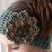 Crochet boho headband headwrap earwarmer - Adult size - green