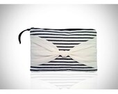 Handmade Grey/White Striped Jersey Knotted Clutch (Item No. KC-002J)