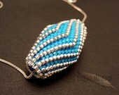 Folded Turquoise and Silver Beaded Bead Pendant
