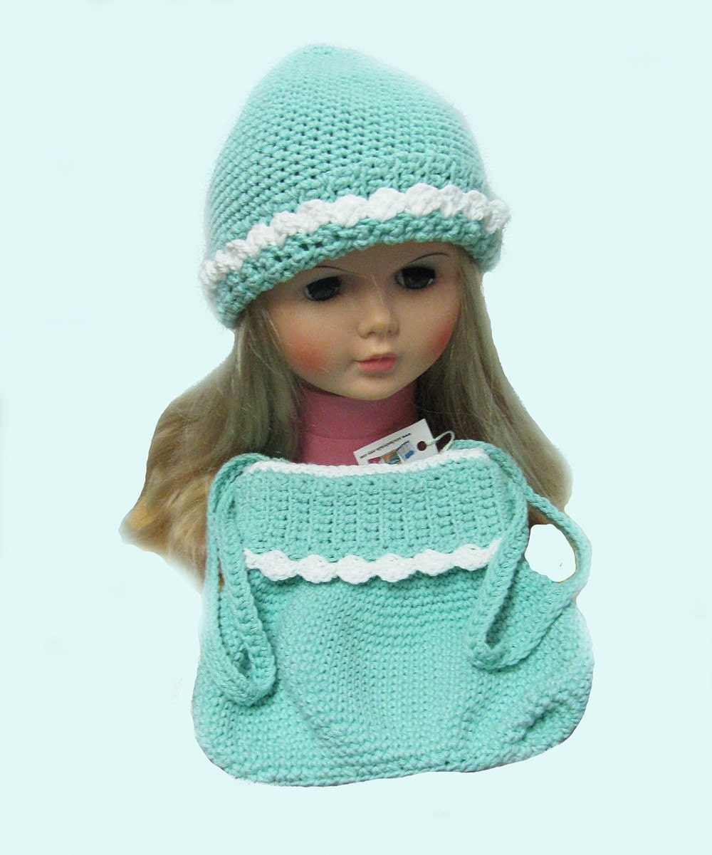 Girls Aqua-green Purse and Hat Set - FREE SHIPPING