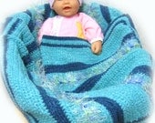 Beautiful Hand Crocheted Teal and Blue Baby Blanket