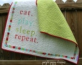 custom eat.play.sleep.repeat baby quilt (40x41) in your choice of colors