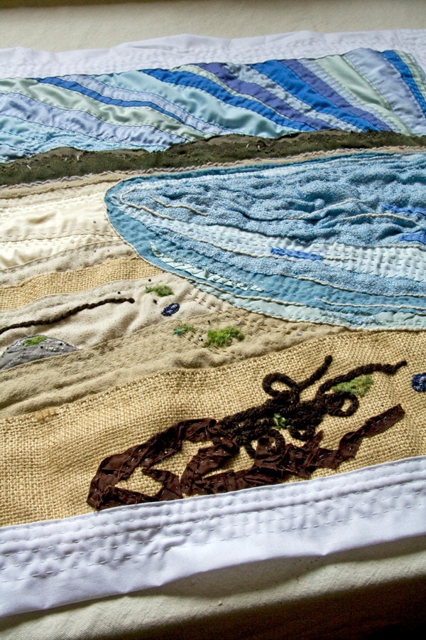 Original Textile Art Hanging - Wide Open - Hand Stitched OOAK