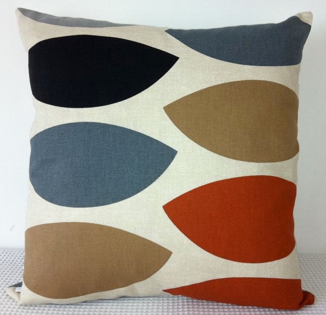 Geometric retro burnt orange, brown, black and grey cushion cover, contemporary designer fabric slip cover, throw pillow