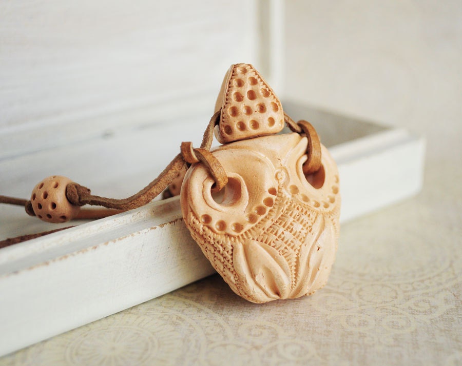 Amphora necklace ceramics pendant on a long rope - clay jewelry, ooak, mother's day gifts, gift idea for her, pastel - ready to ship