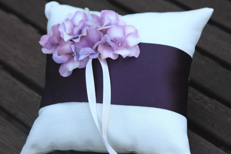 ivory ring pillow, plum purple ring pillow, lavender ring pillow,