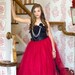 red dress, red tutu, long tutu skirt, sewn tutus, Wide Satin sash, Wedding tutu, Prom dress, flower girl dress, adult tutu