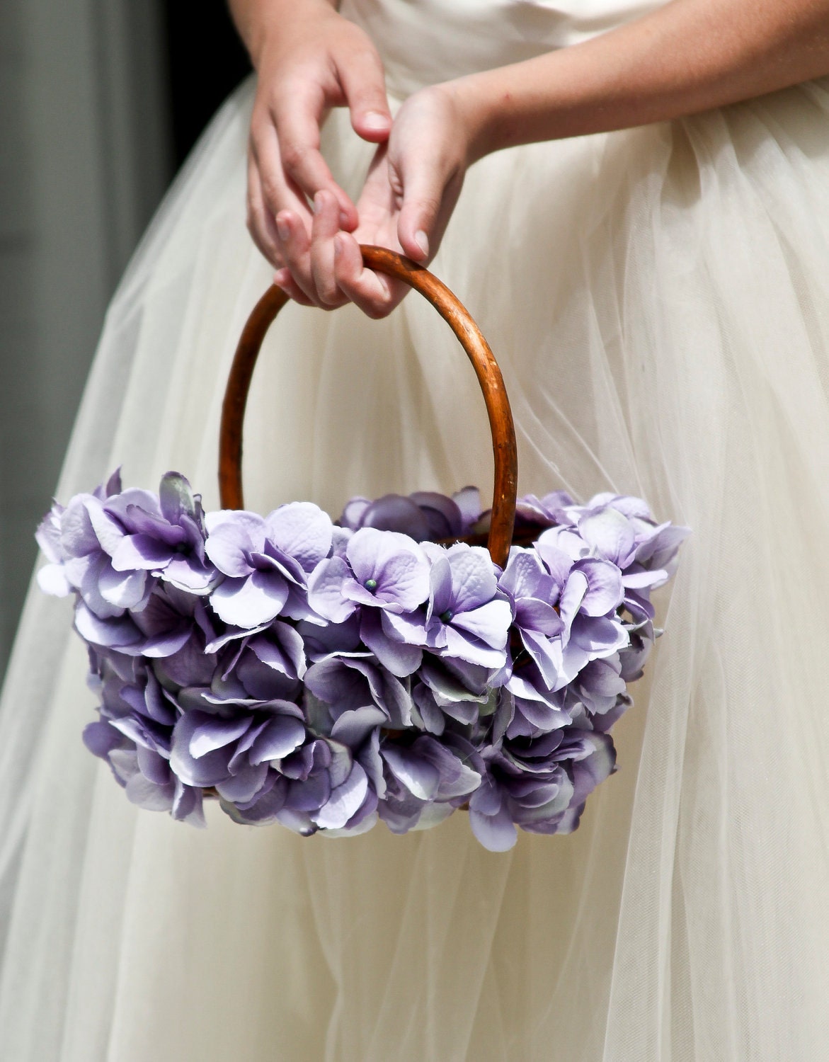 Lavender Flower Girl Basket, wedding basket, simple wedding basket, chic, elegant, modern flower girl basket